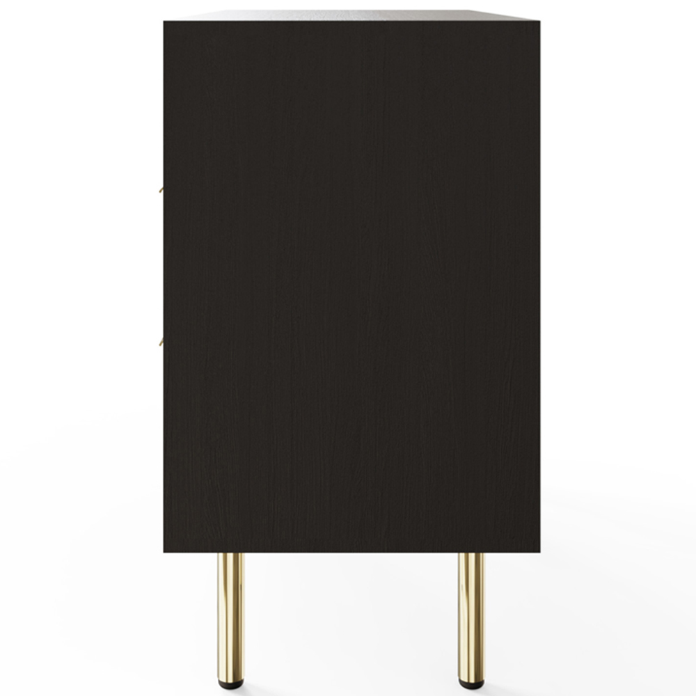 GFW Nervata Single Door 2 Drawer Single Shelf Black and Gold Ribbed Compact Sideboard Image 3