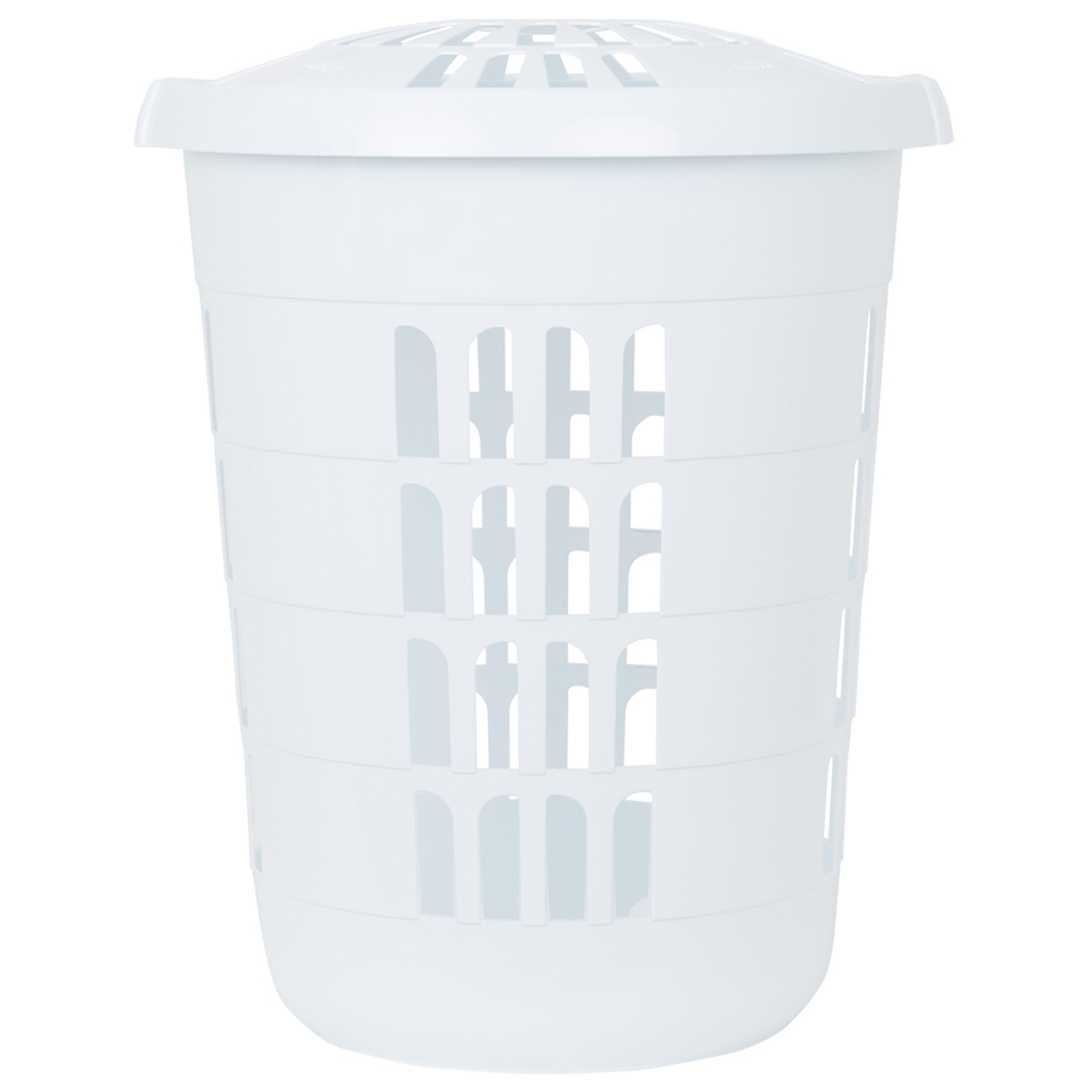 Wham 2 Piece Casa Plastic Laundry Basket & Hamper Set Ice White Image 3