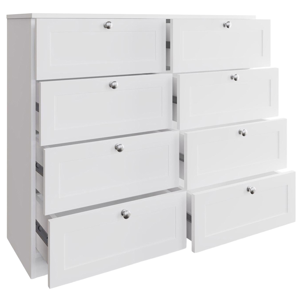 FWStyle Artus 8 Drawer White Panelled Chest of Drawers Image 3