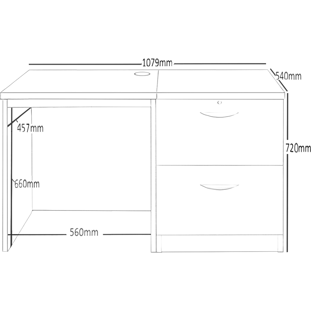 R White Cabinets 2 Drawer Black Set-04 Desk Image 5
