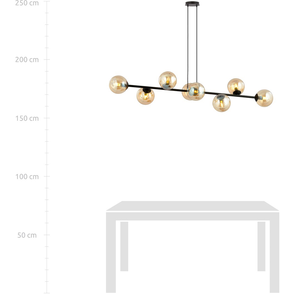 Emibig Rossi 8 Light Amber Shade Black E14 Ceiling Pendant Light Image 6