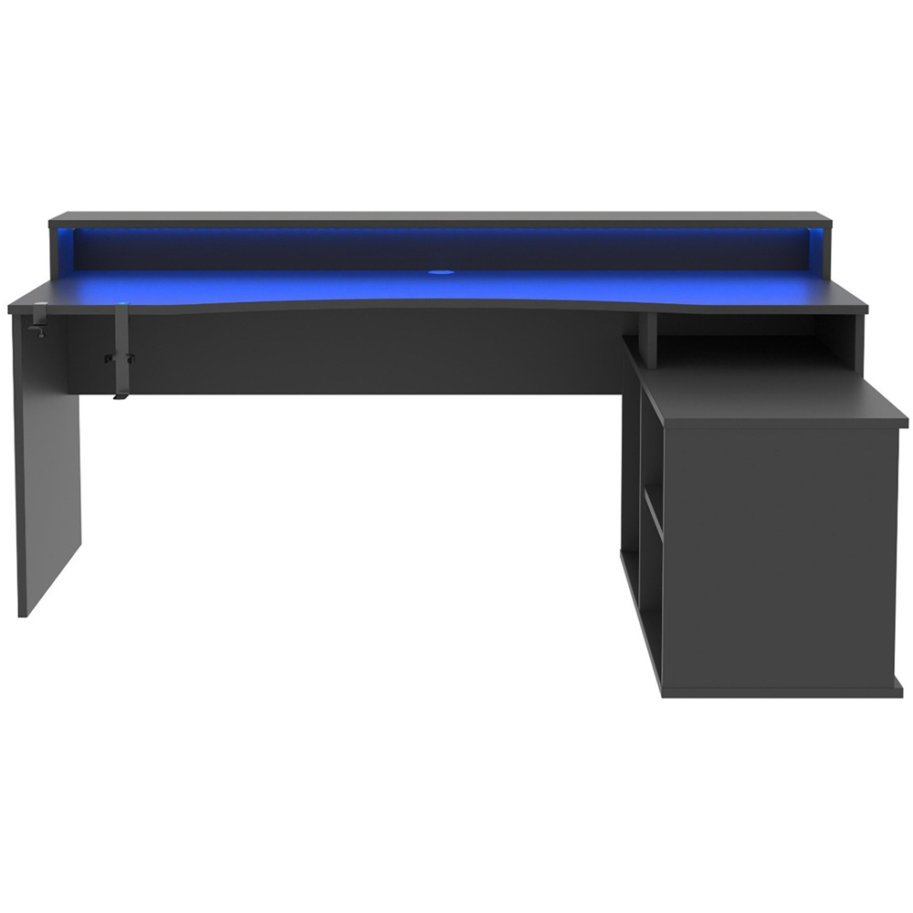 Flair Power W Colour Changing LED L Shaped Corner Gaming Desk Black Image 2