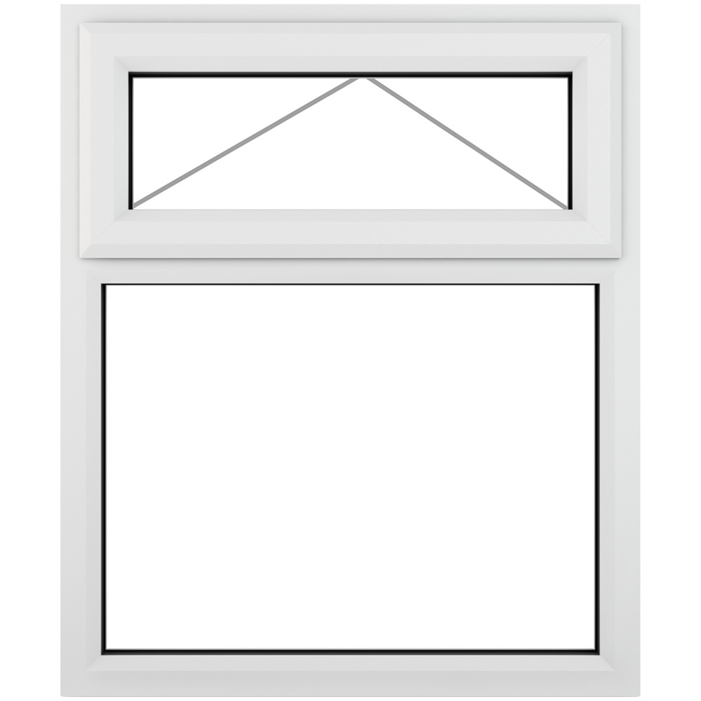 Crystal uPVC Triple Glazed Window Top Hung Over Fixed Light White Clear Glass 905x1115mm Image 2