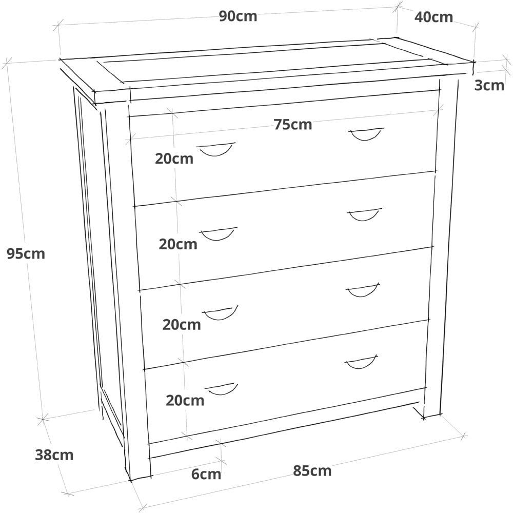 Lovere 4 Drawer Off White Chest of Drawers with Chrome Cup Handles Image 9