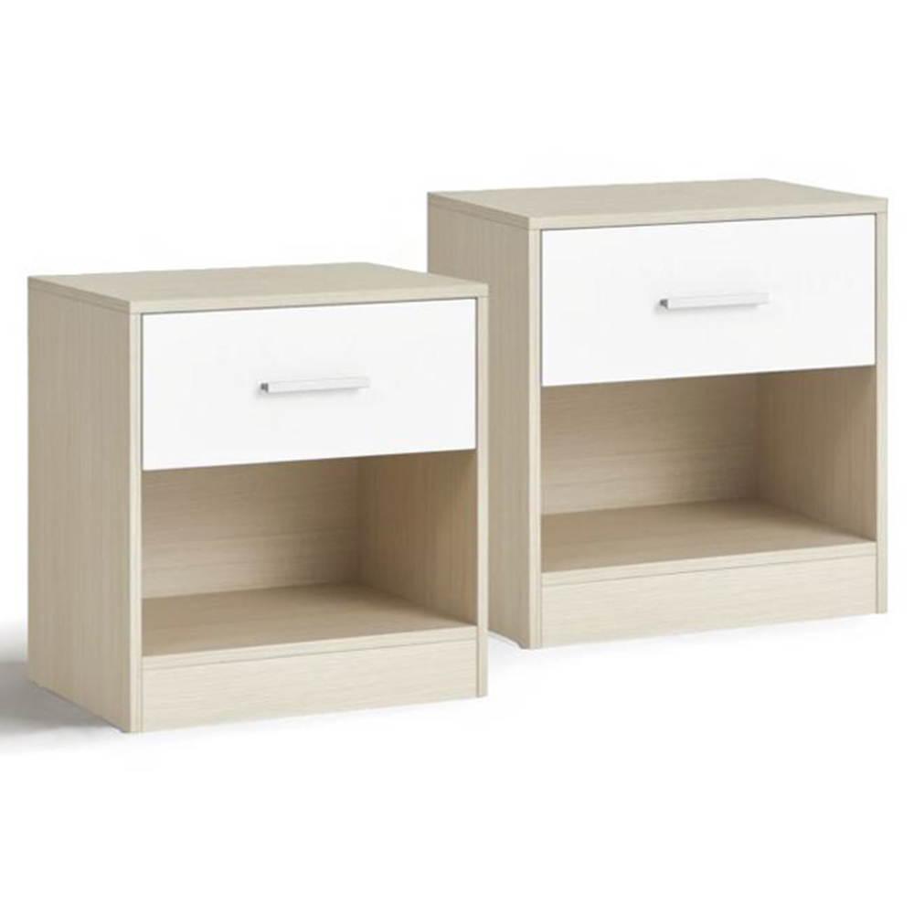 Modcraft Single Drawer Single Shelf Bedside Table Set of 2 Image 2