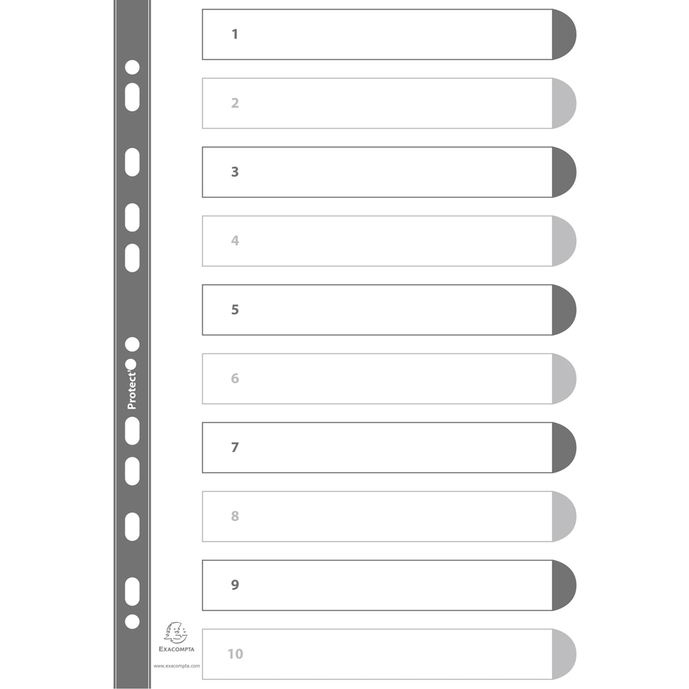 Exacompta A4 White Polypropylene 1-10 Index Divider 20 Pack Image 2