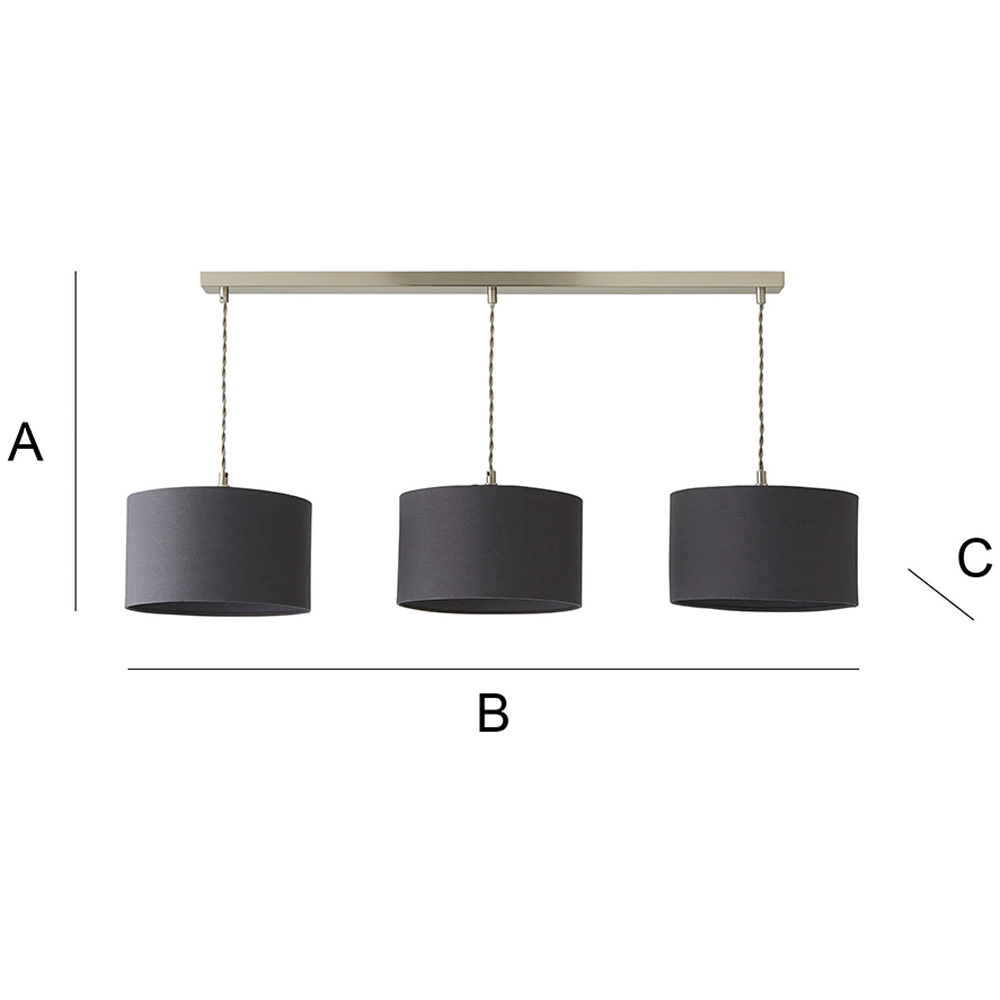 ValueLights Reni Charcoal Drum Shade 3 Drop Bar Chrome Diner LED Ceiling Pendant Light Image 7