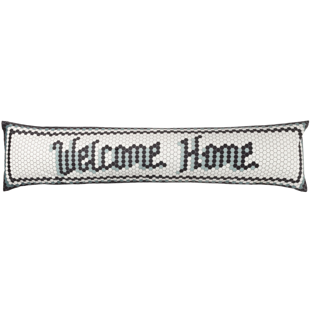 furn. Multicolour Welcome Home Mosaic Message Velvet Draught Excluder Image 1