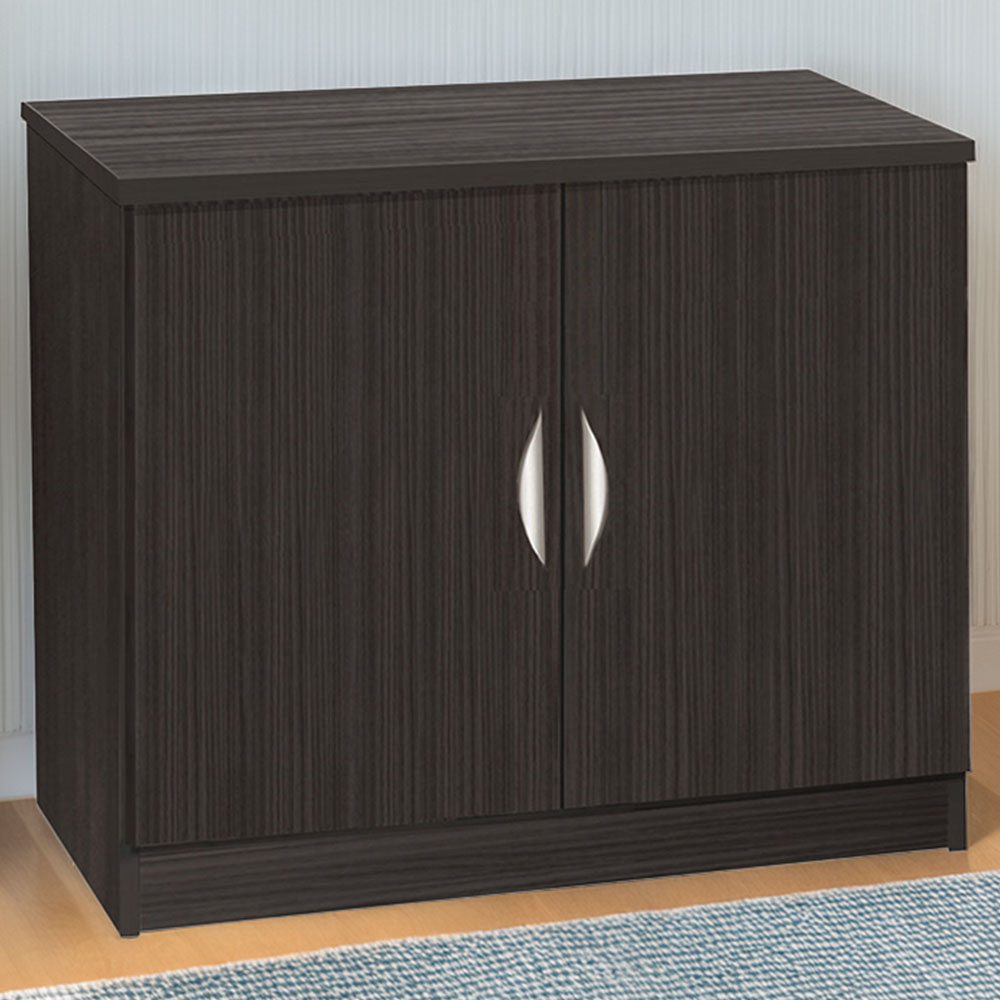 R White Cabinets 2 Door Black Desk Height Wide Cupboard Image 1