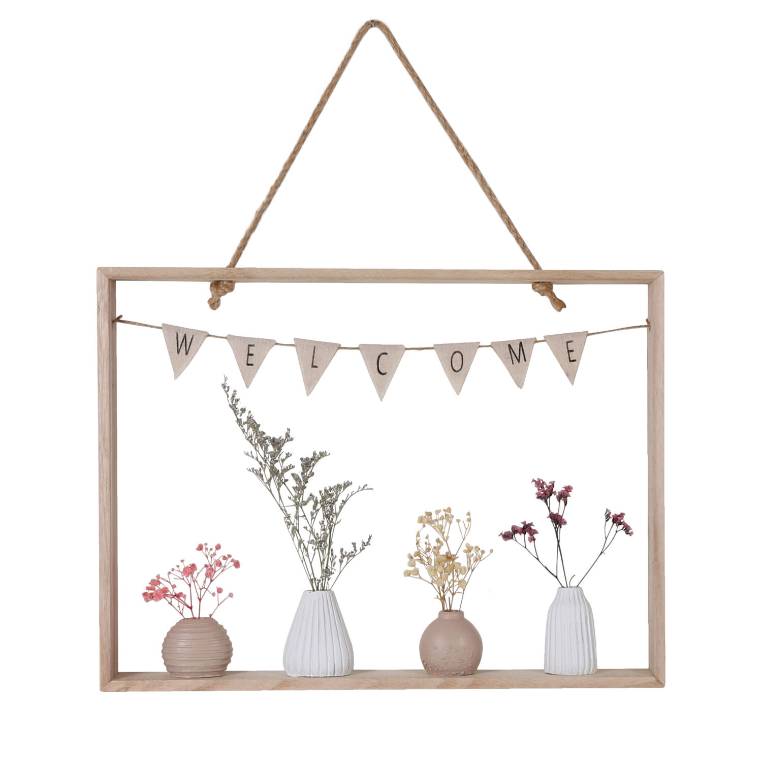 Welcome Floral Wall Hanging Art 30 x 40cm Image