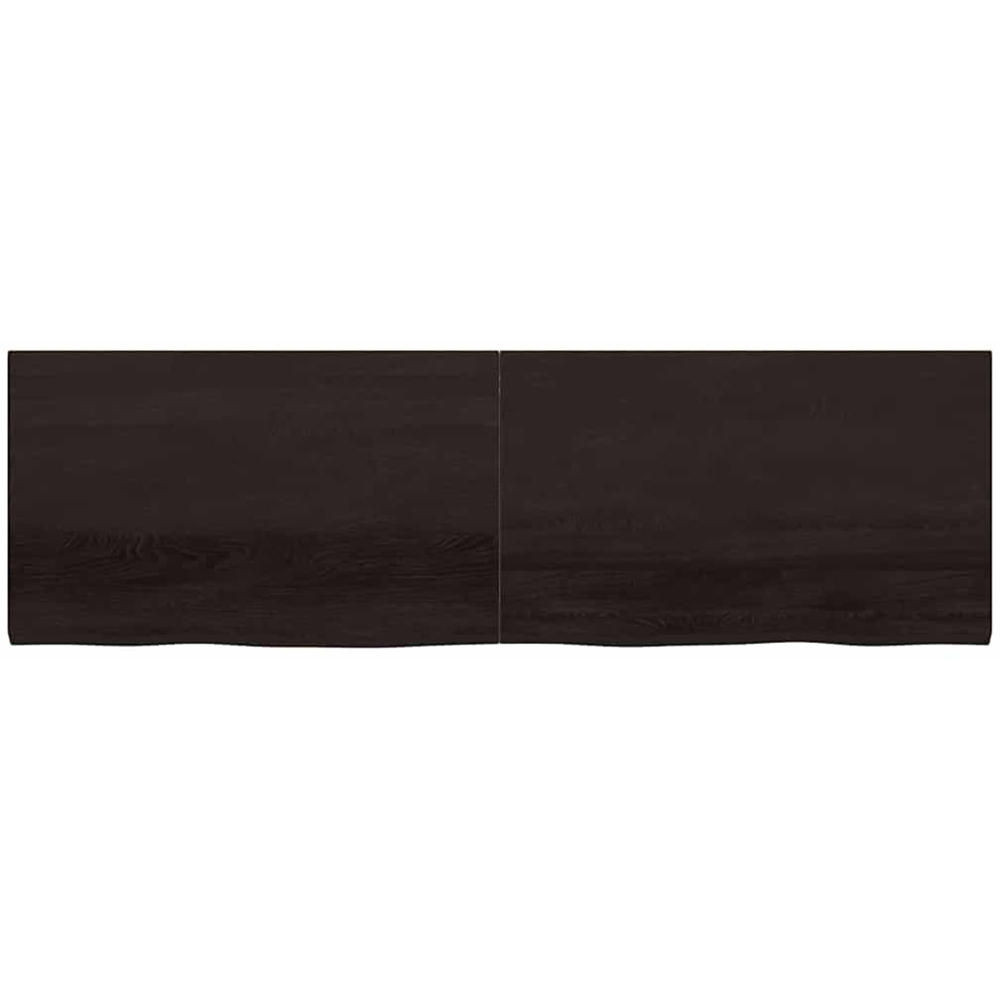 vidaXL 200cm Dark Brown Treated Solid Oak Wood Floating Wall Shelf Image 2