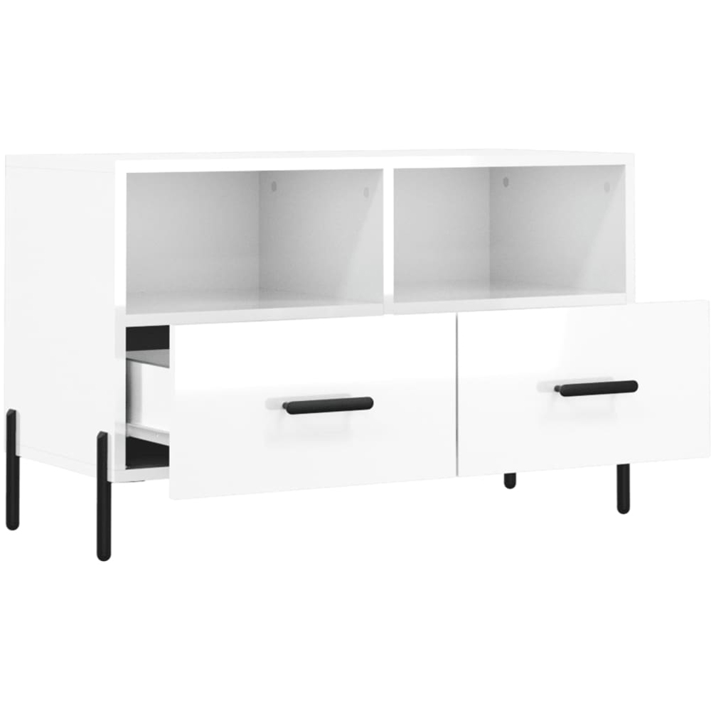 vidaXL 2 Drawer 2 Shelf White TV Cabinet Image 4