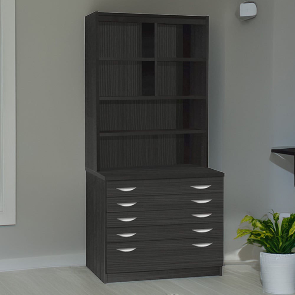 R White Cabinets 5 Drawer 6 Shelf A2 Plan Black Chest of Drawers with Hutch Image 1