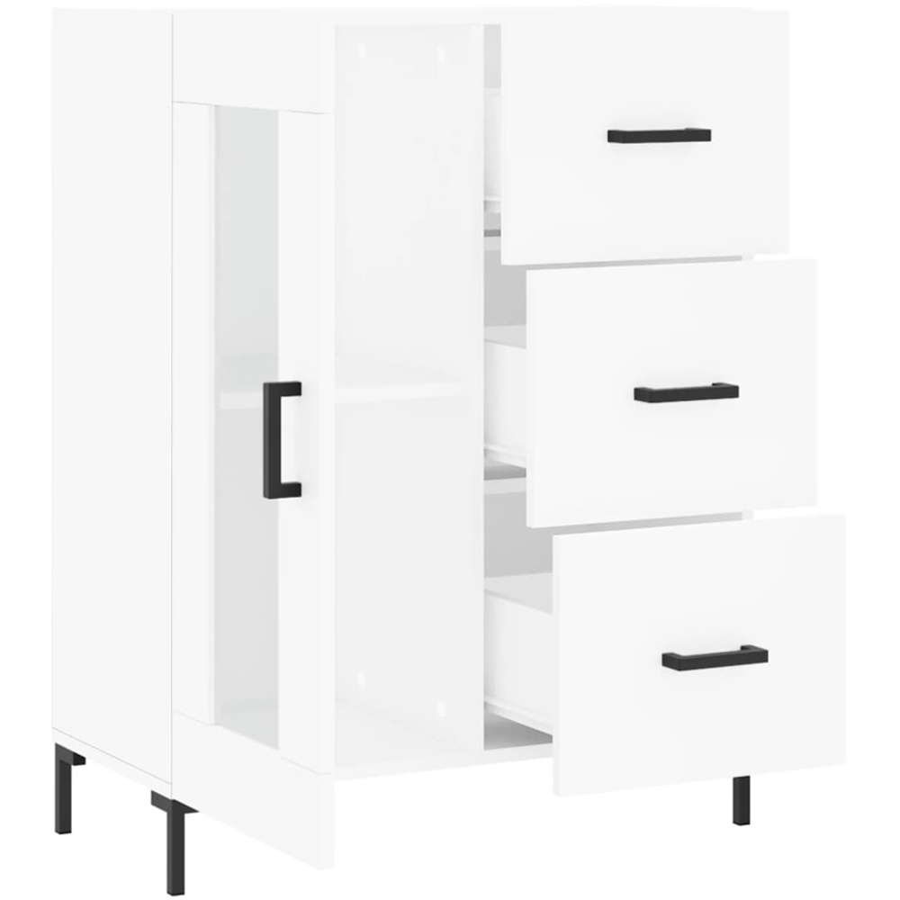 vidaXL Single Glass Door 3 Drawer White Sideboard Image 6