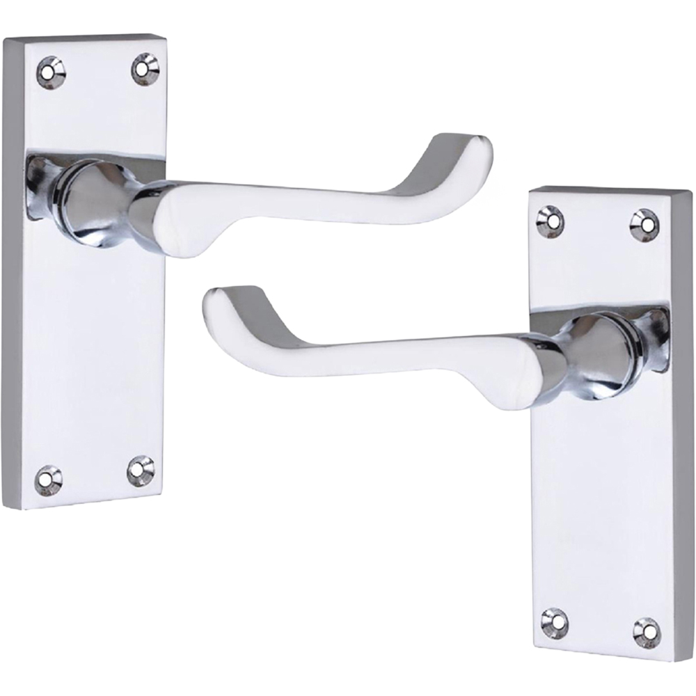 Golden Grace Victorian Scroll Polished Chrome Latch Handle Pair and Hinges 3 Pack Image 2