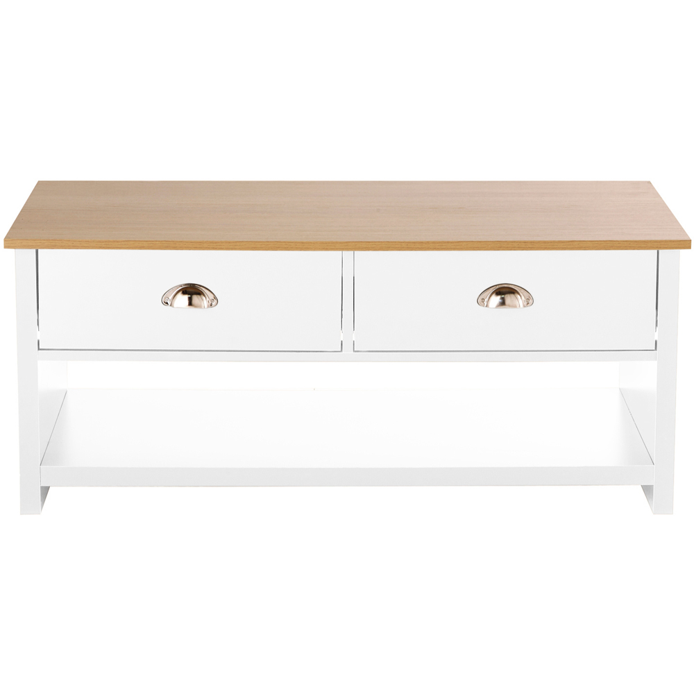 Home Source Camden 2 Drawer Single Shelf White Coffee Table Image 3