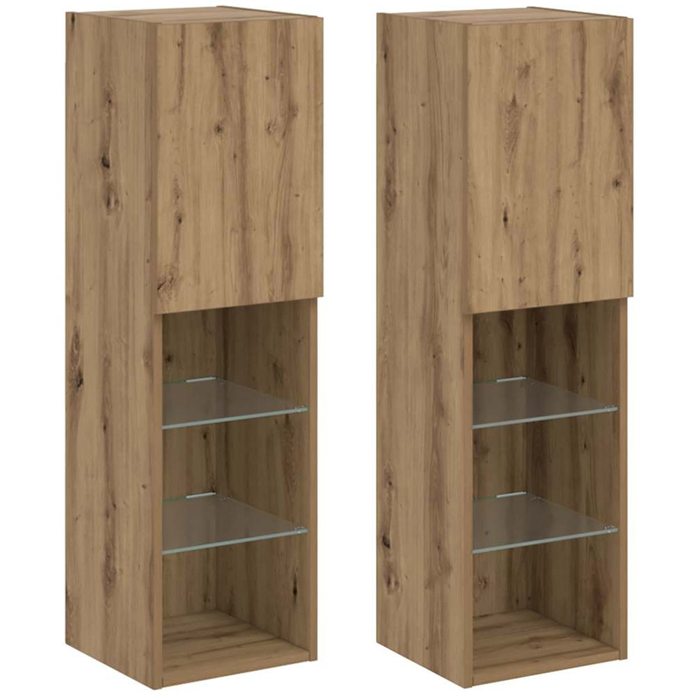 vidaXL Single Door 3 Open Shelf Artisan Oak TV Cabinet Set of 2 Image 3