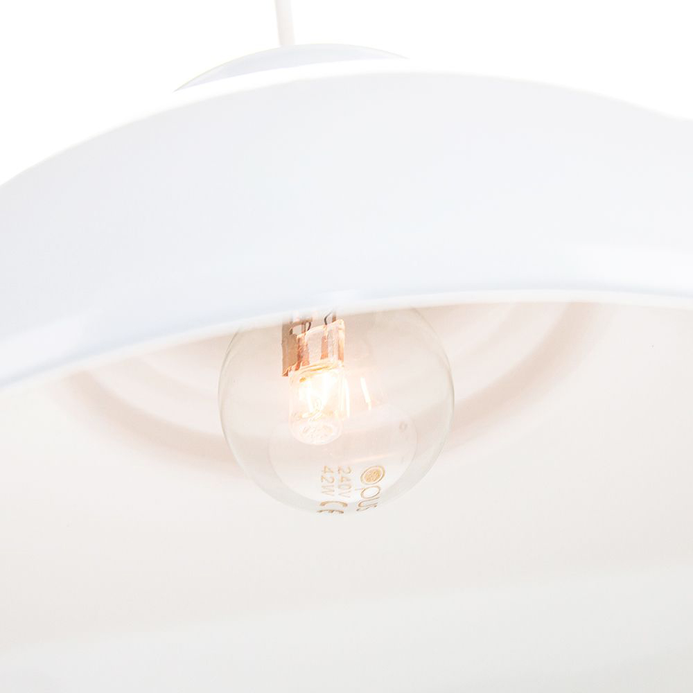 Happy Homewares White Gloss Metal Galley Ceiling Pendant Light Shade Image 3