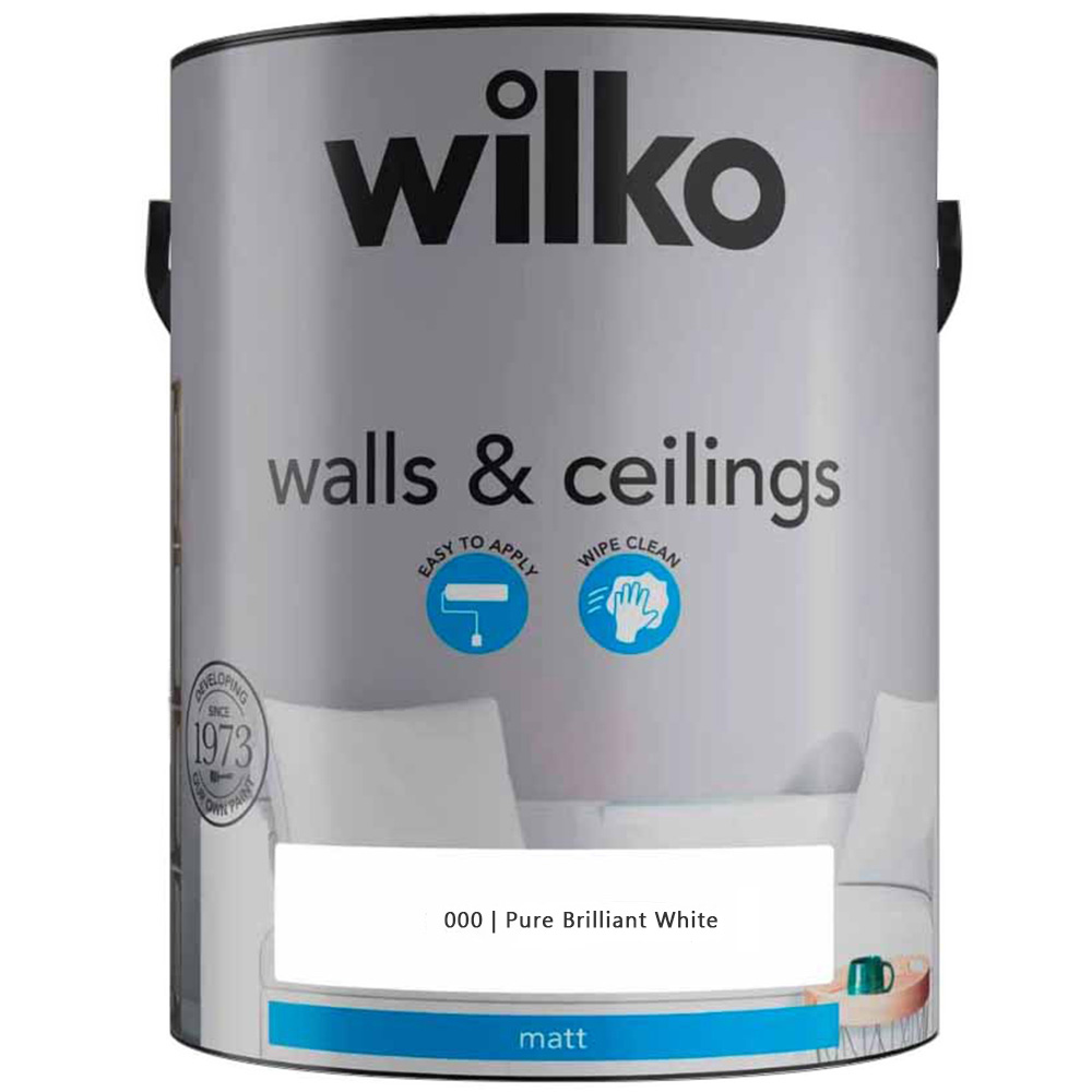 Wilko Walls & Ceilings Pure Brilliant White Matt Emulsion Paint 5L Image 2
