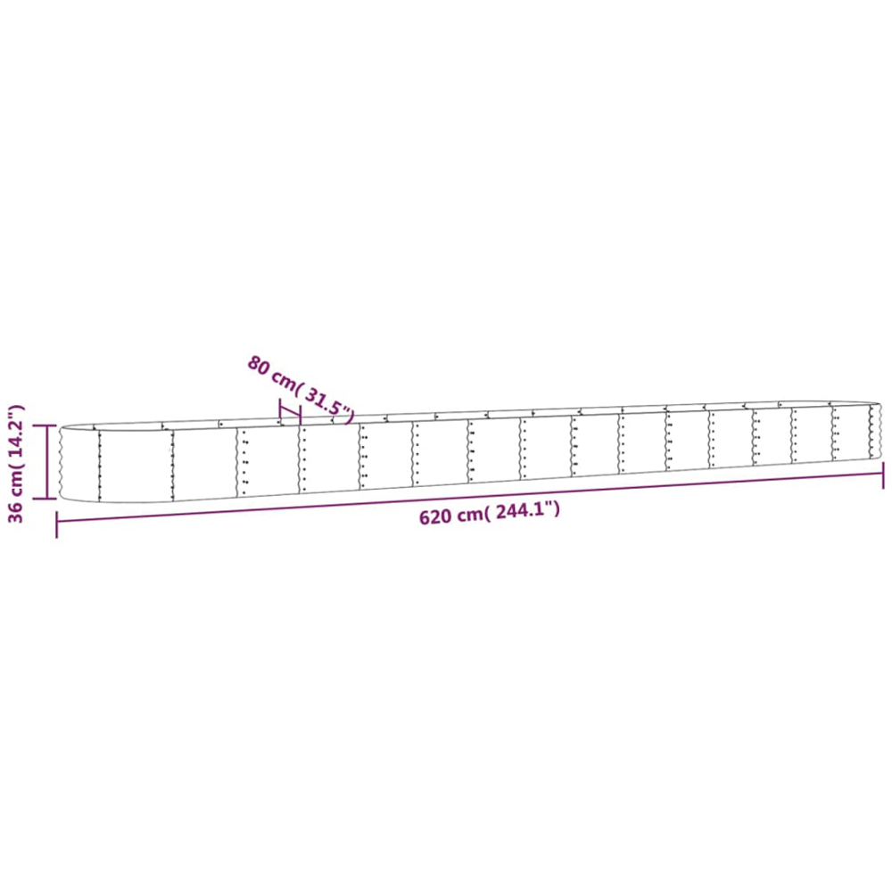 vidaXL Silver Galvanised Steel Raised Garden Bed 36 x 80 x 620cm Image 5
