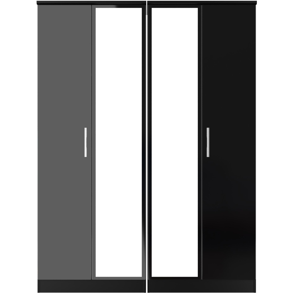Crowndale Knightsbridge 4 Door Black Gloss and Black Tall Mirror Wardrobe Ready Assembled Image 8