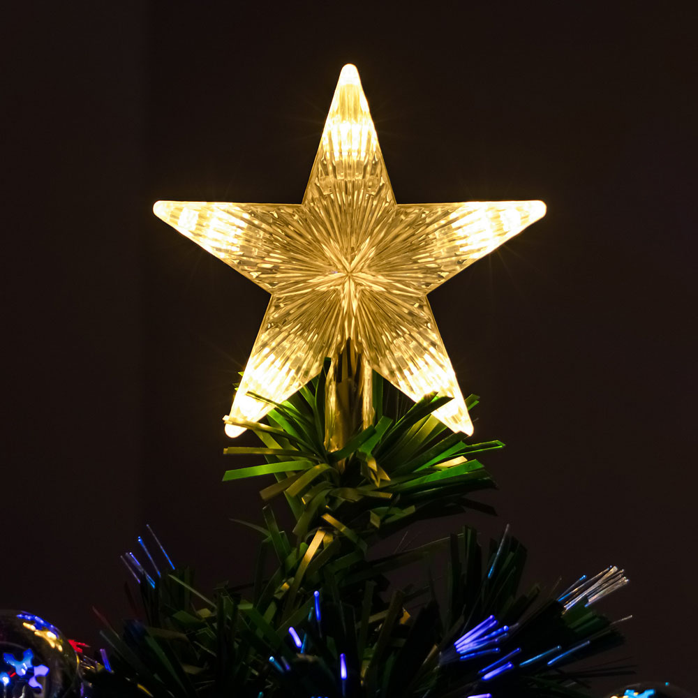 The Christmas Centre Multicolour LED Green Fibre Optic Artificial Xmas Tree with Baubles 7ft Image 4