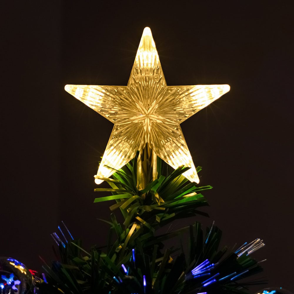 The Christmas Centre Multicolour LED Green Fibre Optic Artificial Xmas Tree with Baubles 4ft Image 4