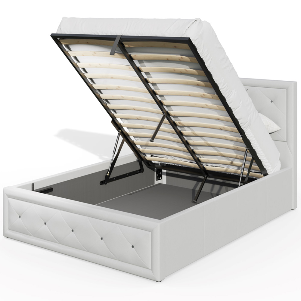 GFW Hollywood Double White Gas End Lift Ottoman Bed with Buttoned Headboard Image 5