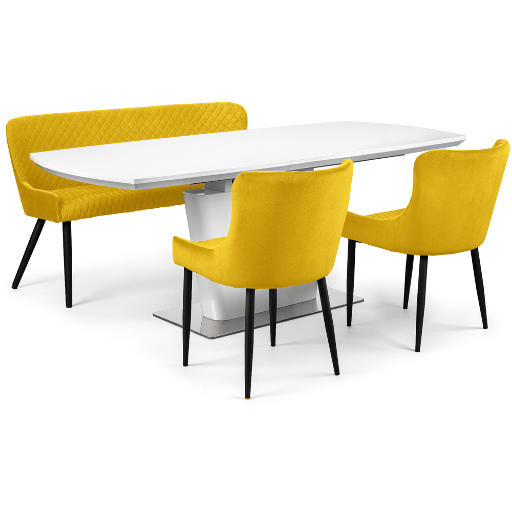 Julian Bowen Luxe 2 Seater Mustard High Back Dining Bench Image 6
