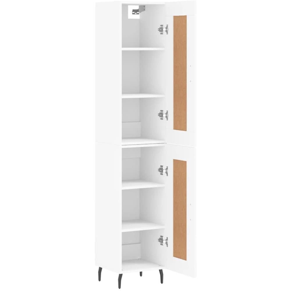 vidaXL 2 Door 6 Shelf White Tall Highboard with Metal Legs Image 4