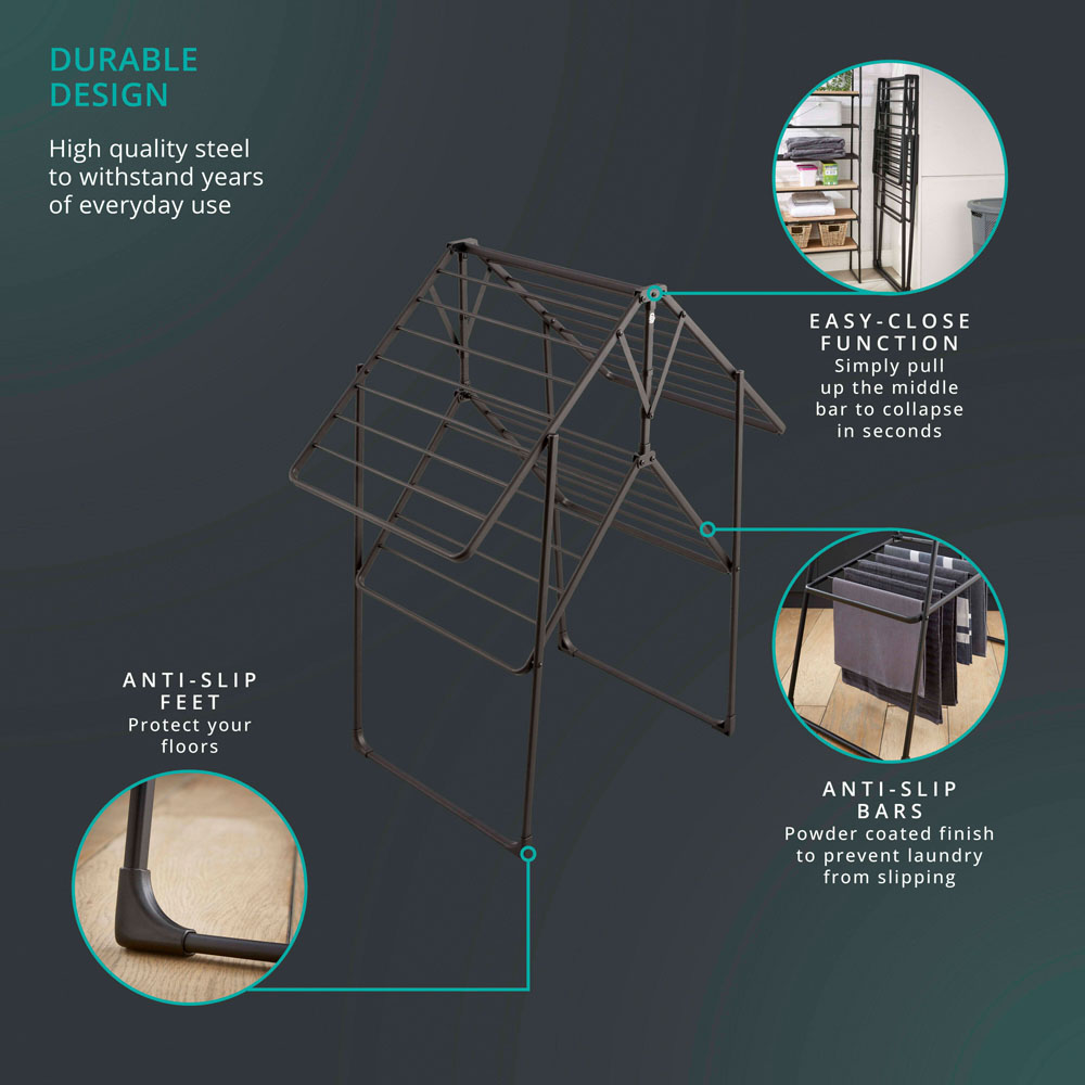 Swan Stealth Black Easy-Close Collapsible Clothes Airer 25m Image 6