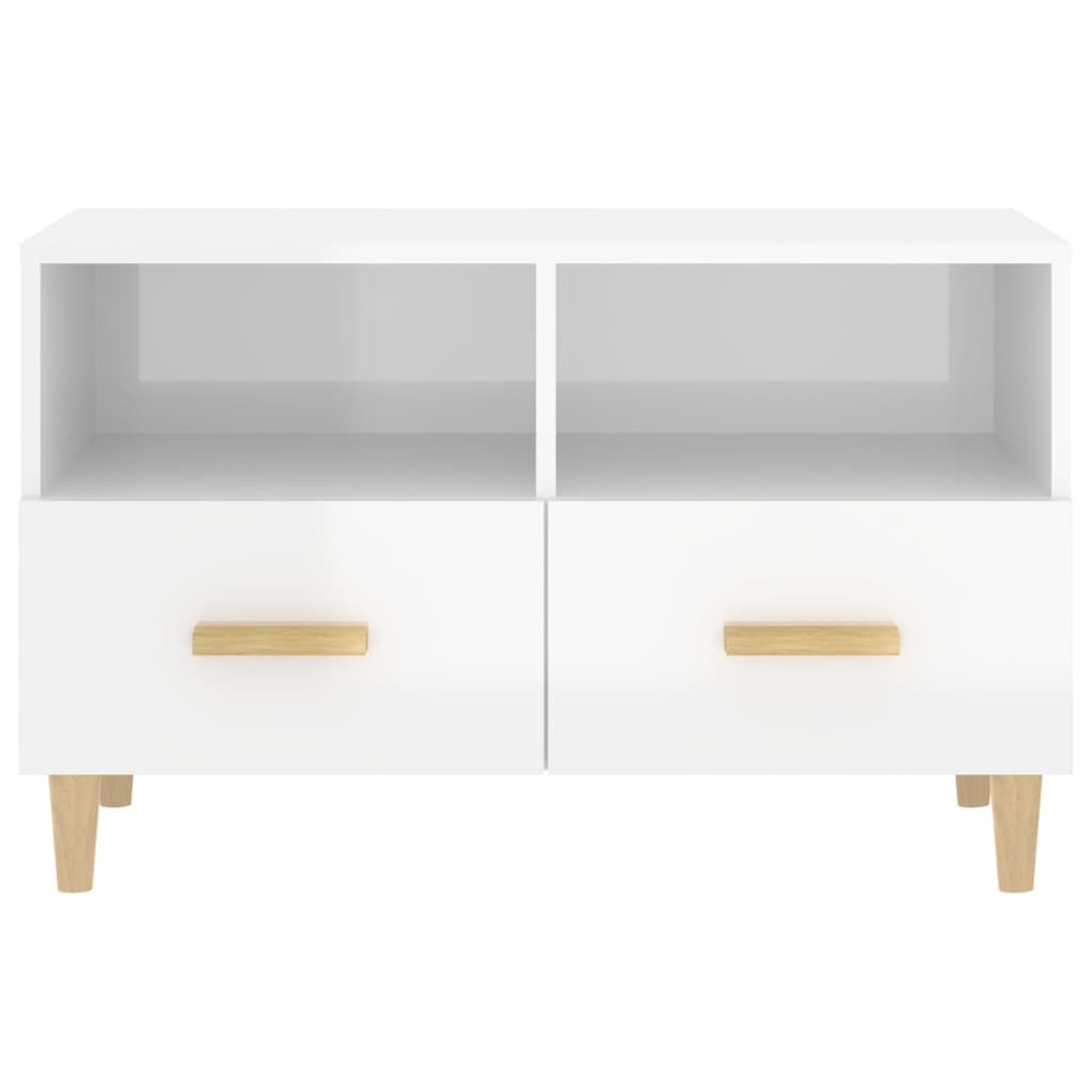 vidaXL 2 Drawer 2 Shelf High Gloss White TV Cabinet Image 5