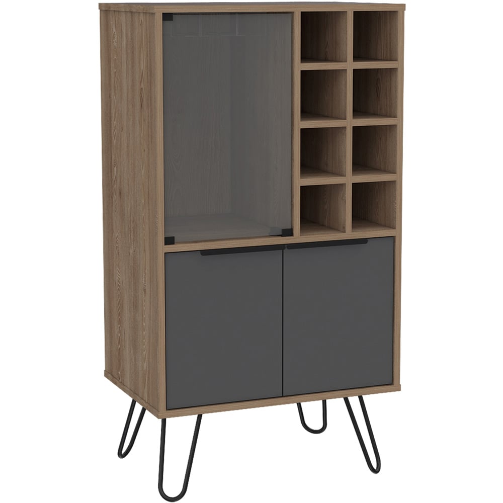 Core Products Vegas 3 Door Oak and Grey Wine Cabinet Image 2