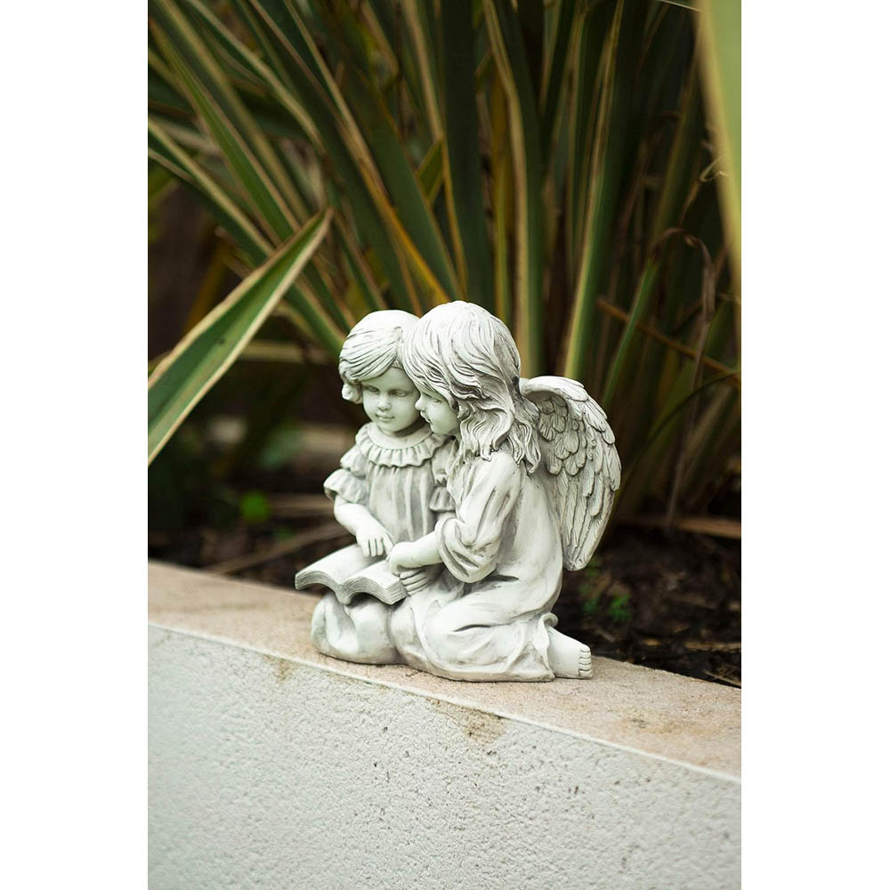 Marco Paul Lying Girl and Boy Reading Statue Garden Ornament Image 5
