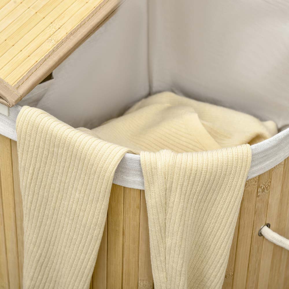 Portland Natural Wood Bamboo Laundry Hamper 100L Image 7