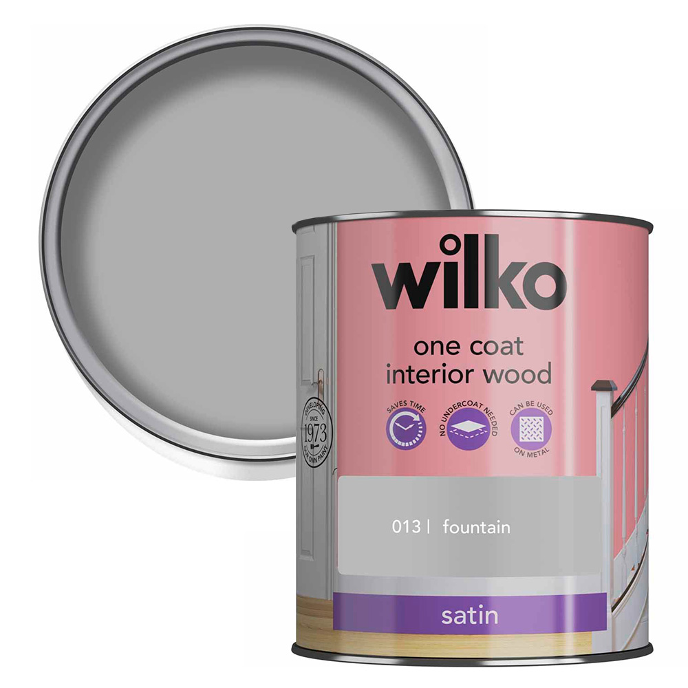 Wilko One Coat Interior Wood Fountain Satin Paint 750ml Image 1