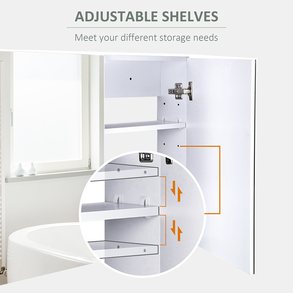 Portland White Mirror Bathroom Cabinet with Adjustable Shelves Image 5