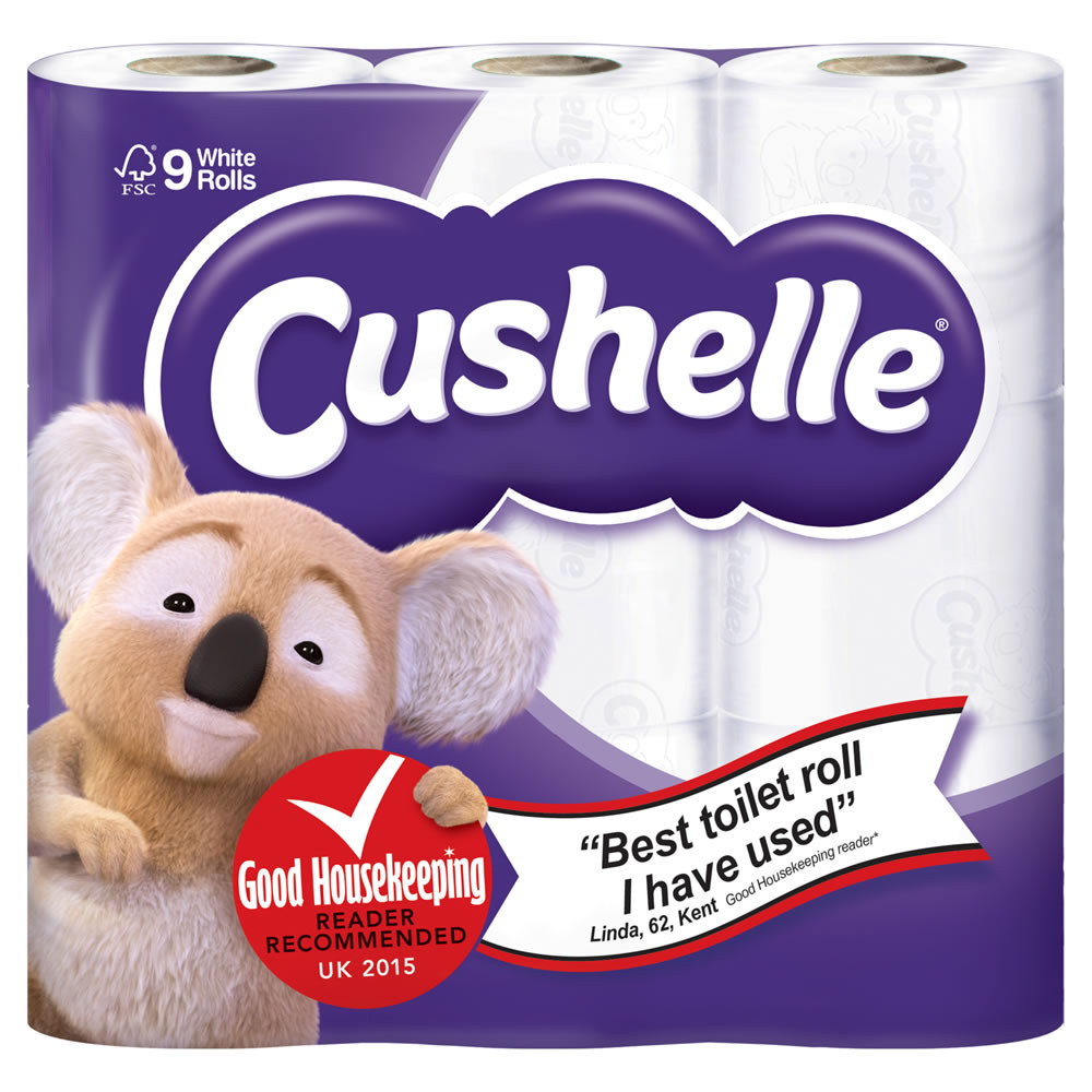 Cushelle Toilet Tissue White 9 Rolls 180 Sheets 2 Ply Image