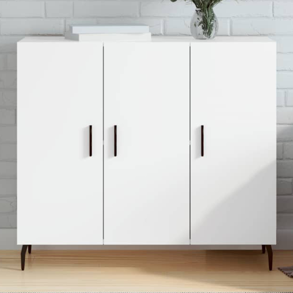 vidaXL 3 Drawer White Sideboard Image 1