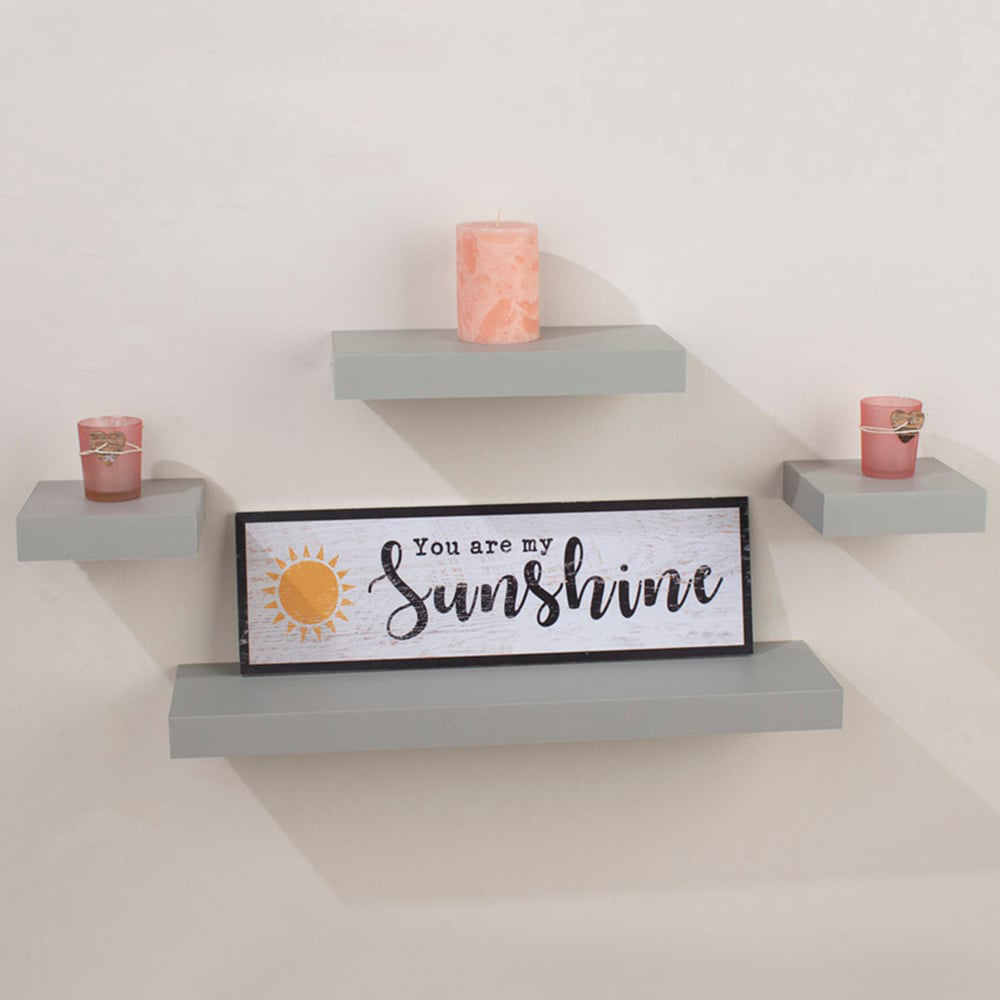 Core Products Hudson Light Grey Narrow Wall Shelf 4 Piece Image 2