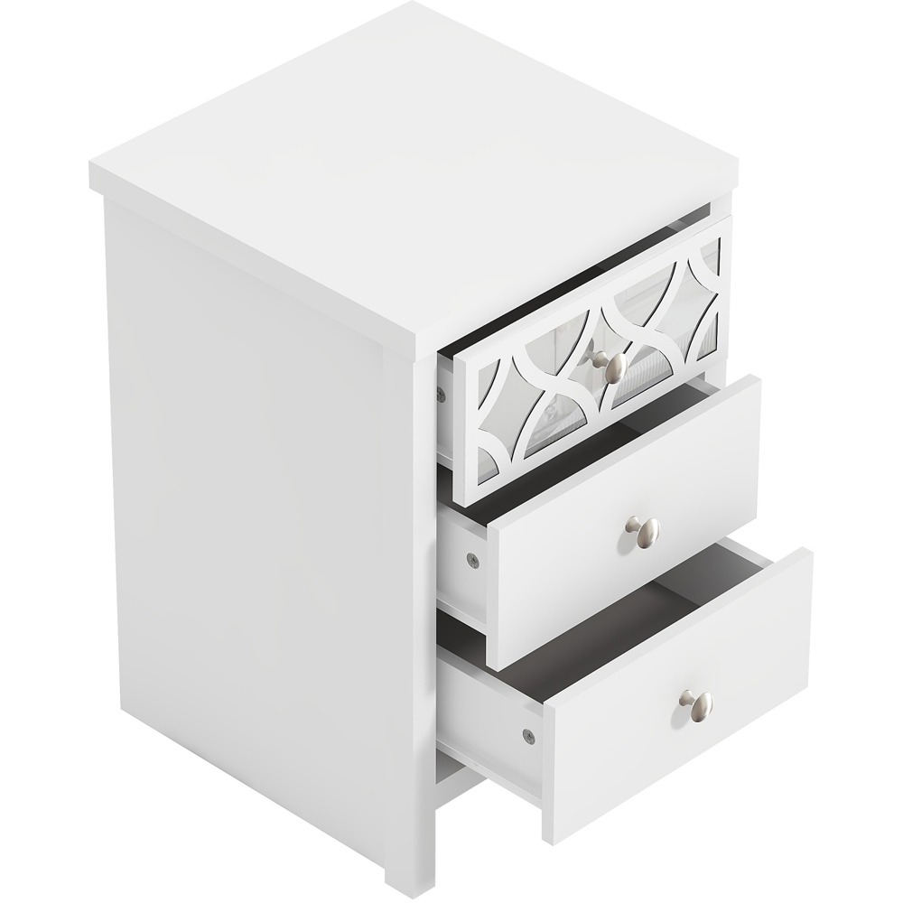 GFW Arianna 3 Drawer White Bedside Table Image 4
