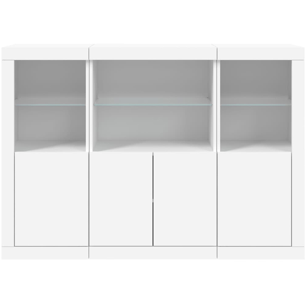 vidaXL 4 Door 6 Shelf White LED Sideboard 3 Piece Image 4