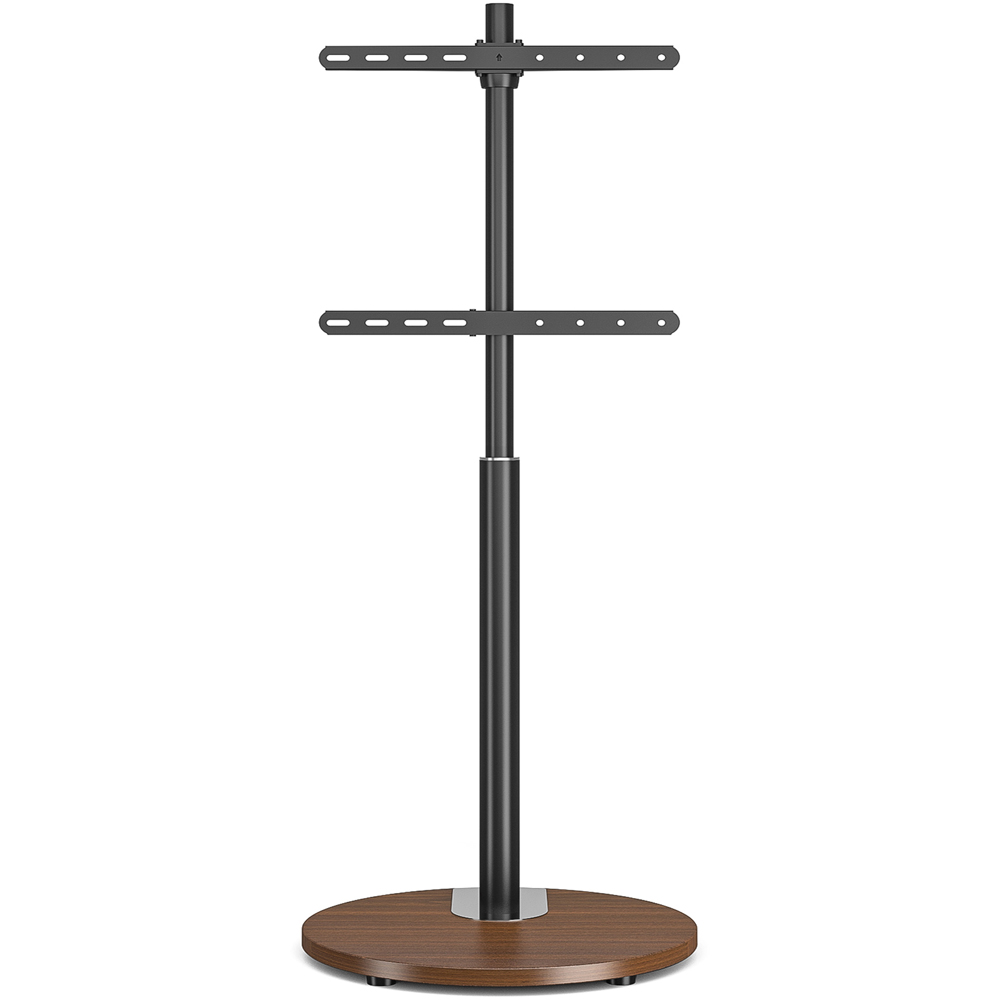 TTAP Black and Circular Walnut Base Floor Pedestal TV Stand Image 2