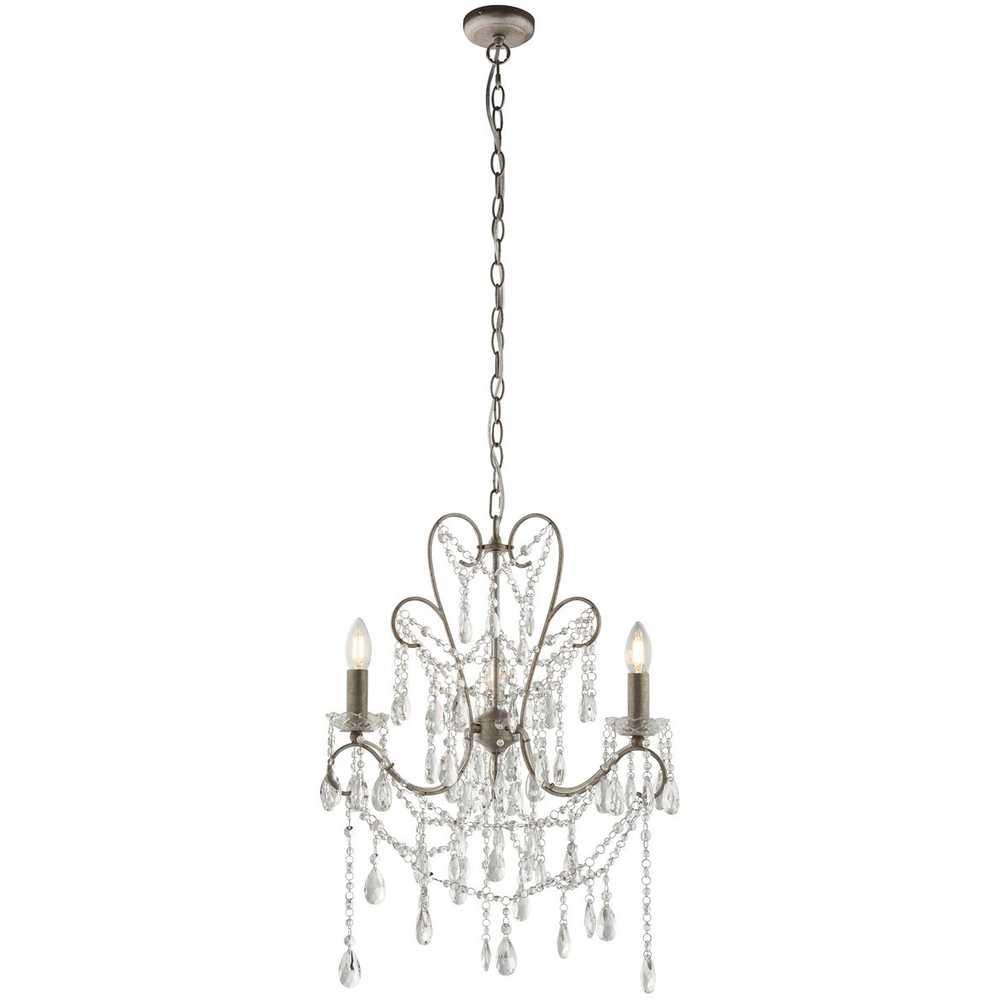 Merano Taranto 3 Light Aged Silver Pendant Light Image 1