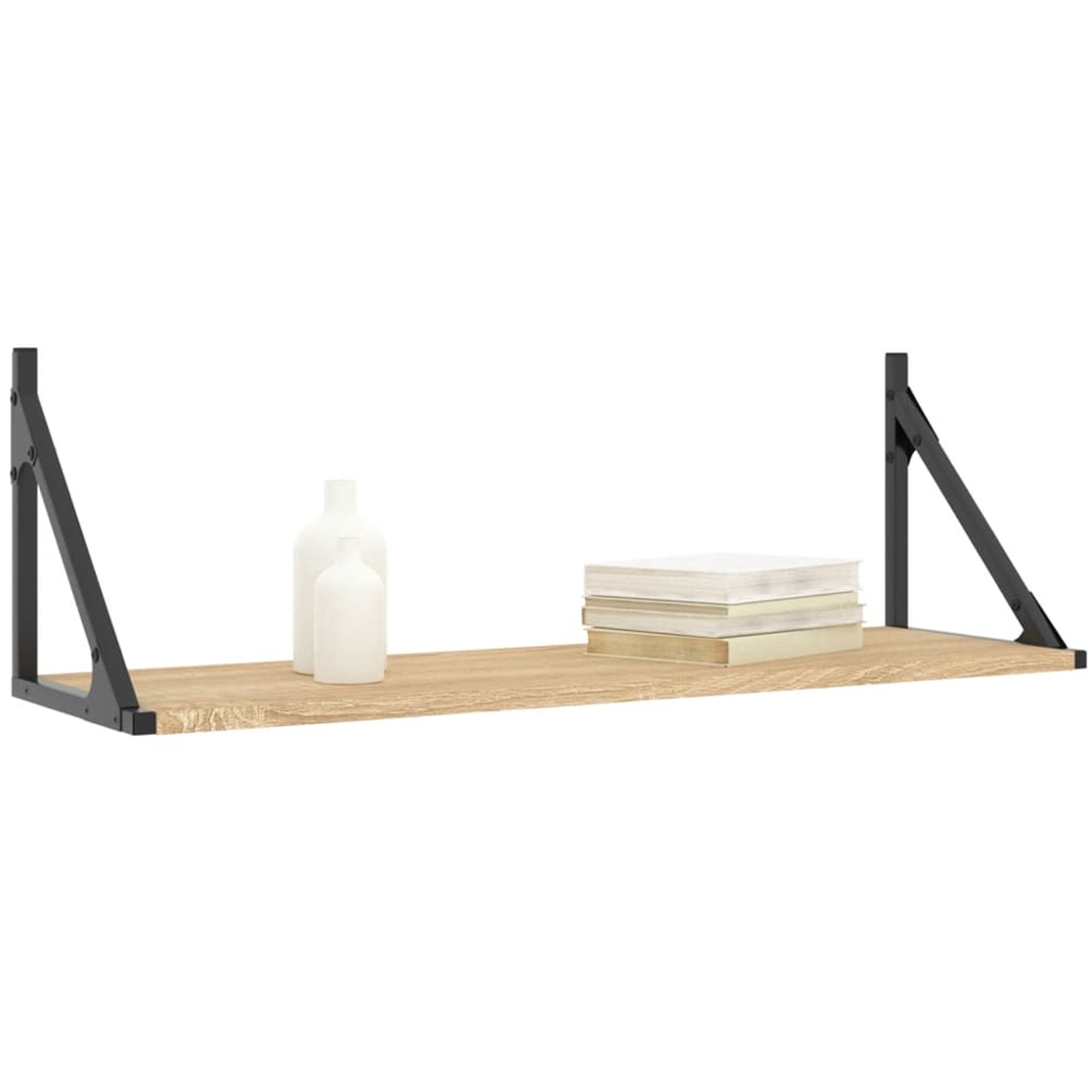 vidaXL 80 x 25 x 25.5cm Set of 2 Sonoma Oak Wall Shelf Image 2