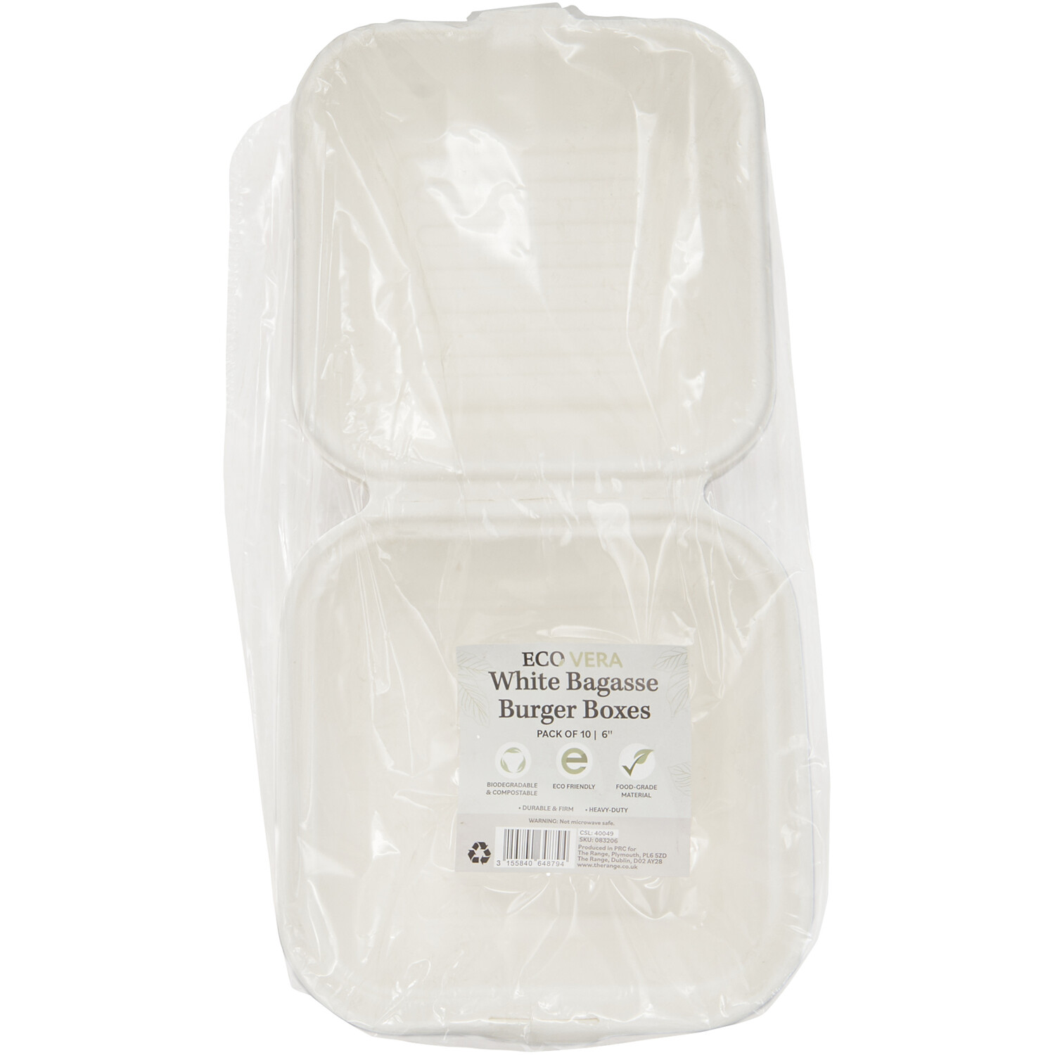 Pack of 10 Bagasse Burger Boxes - White Image 1