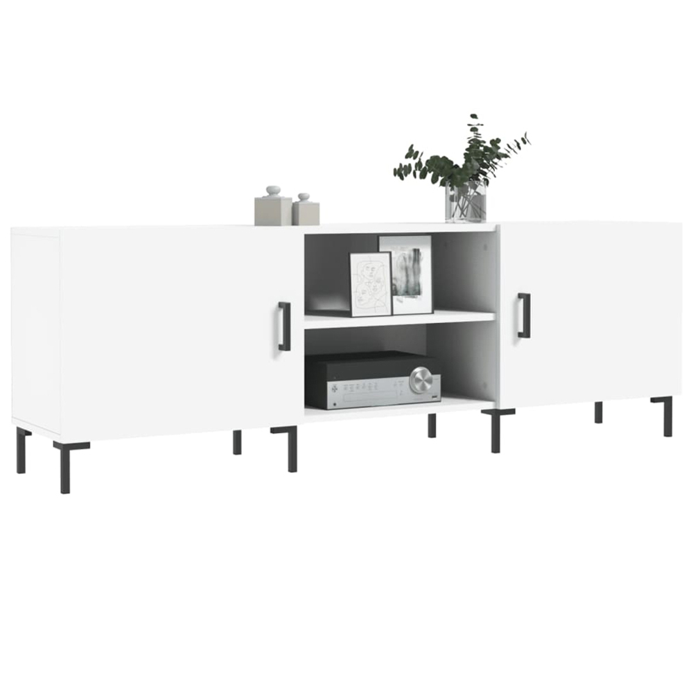 vidaXL 2 Door 2 Shelf White TV Cabinet Image 3