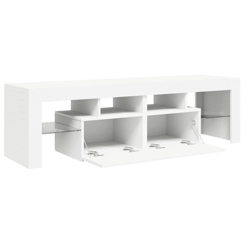 vidaXL 2 Door 4 Shelf White TV Cabinet with LED Lights Image 4