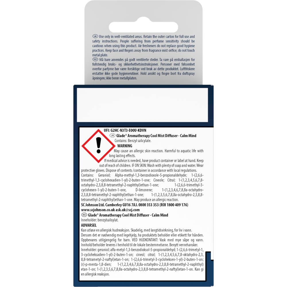 Glade Bergamot and Lemongrass Aromatherapy Cool Mist Diffuser Refill 17