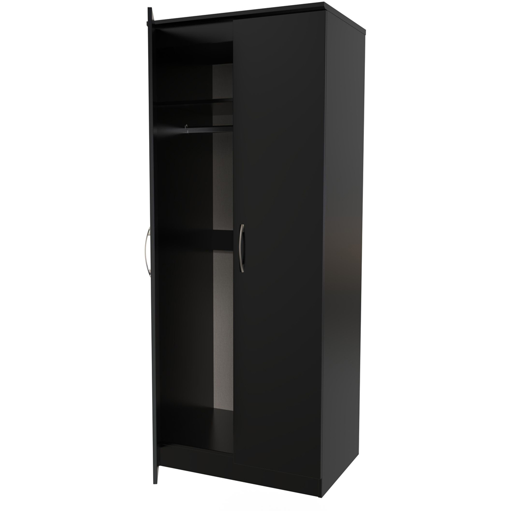 Crowndale Avon 2 Door Matt Black Wardrobe Ready Assembled Image 5